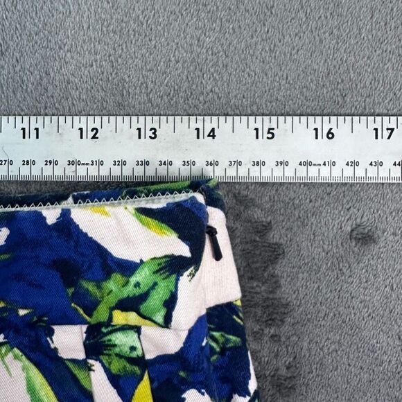 J. Crew Cotton Stretch Shorts Womens 0 Blue Yellow Green Floral Chino Hawaiian - Picture 8 of 11